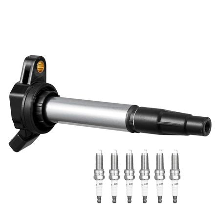 Ignition Coil Pack and Spark Plugs, Set of 4, Compatible with Toyota Corolla Matrix Prius Prius V Scion IM xD Pontiac Vibe Lexus CT200h 1.8L L4, Replacement for UF596 UF-619 90919-02252 C1714