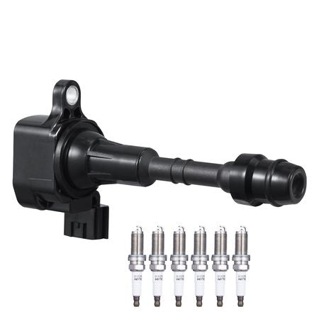 Ignition Coil Pack and Spark Plugs, Set of 6, Compatible with Nissan Maxima Murano Altima Pathfinder Quest Xterra Pathfinder Frontier Infiniti I35 QX4 3.5L 4.0L V6, Replacement for UF349 C1406