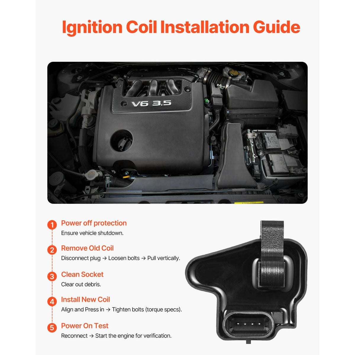 Ignition Coil Pack, Set of 8, Compatible with Chevrolet Silverado GMC Sierra Savana Envoy Cadillac Escalade Hummer H2, for Engines 4.8L/5.3L/6.0L V8, Replacement for UF271 52-1618 5C1083 C1208