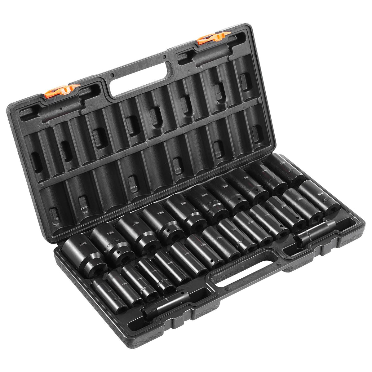 Impact Socket Set, 1/2" 26 Piece Impact Sockets, Deep Socket, 6-Point Sockets, 1/2 Inches Drive Socket Set Impact Metric 10mm - 36mm, Cr-V Rugged Construction, with a Storage Cage