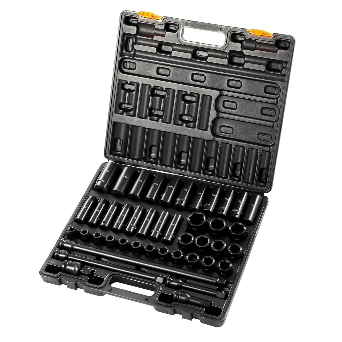 Impact Socket Set 1/2 Inches 43 Piece Impact Sockets, Standard Socket Assortment, 1/2 Inches Drive Socket Set 6-Point Sockets Metric 9-30mm (Standard/Deep)