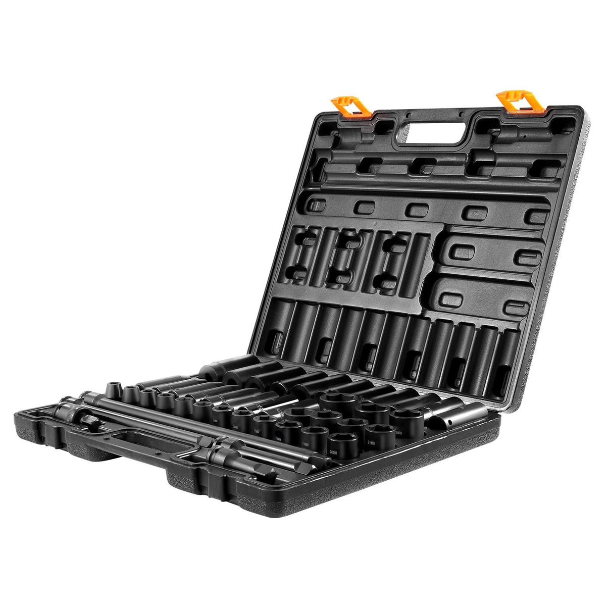 Impact Socket Set 1/2 Inches 43 Piece Impact Sockets, Standard Socket Assortment, 1/2 Inches Drive Socket Set 6-Point Sockets Metric 9-30mm (Standard/Deep)