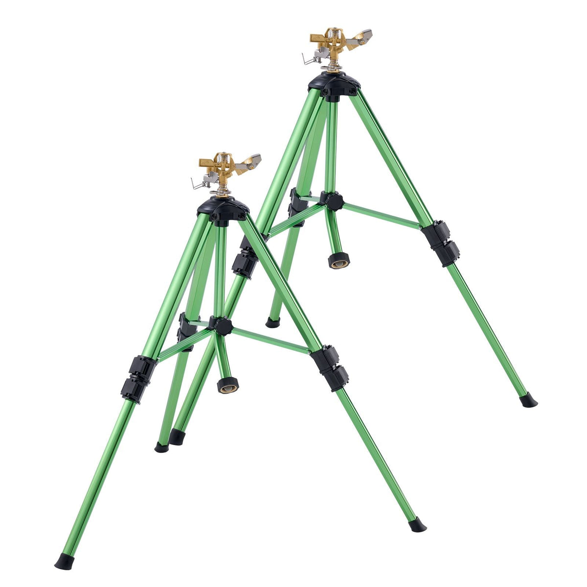 Impact Sprinkler on Tripod Base, 2 Packs, Heavy Duty Tripod Sprinklers with Brass Head & 3/4"NH Connector, 360 Degree Large Area Irrigation Sprinkler, Adjustable Heights Sprinkler for Yard