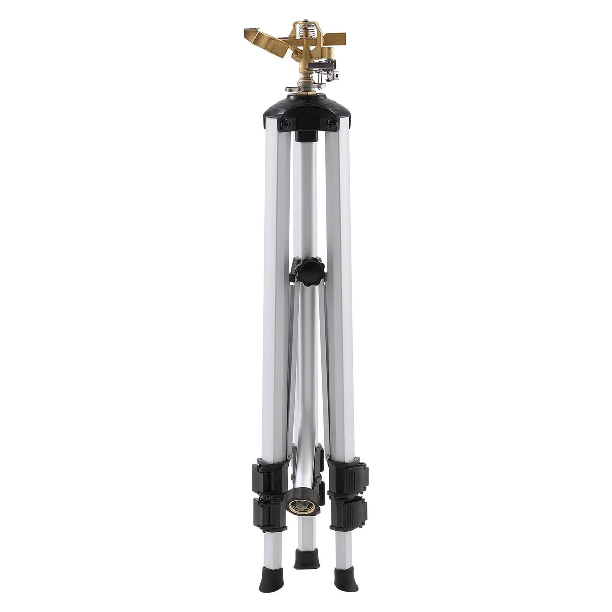 Impact Sprinkler on Tripod Base, Heavy Duty Tripod Sprinklers with Brass Head & 3/4" Connector, 360 Degree Large Area Coverage Irrigation Sprinkler, Adjustable Heights Sprinkler for Yard Gray