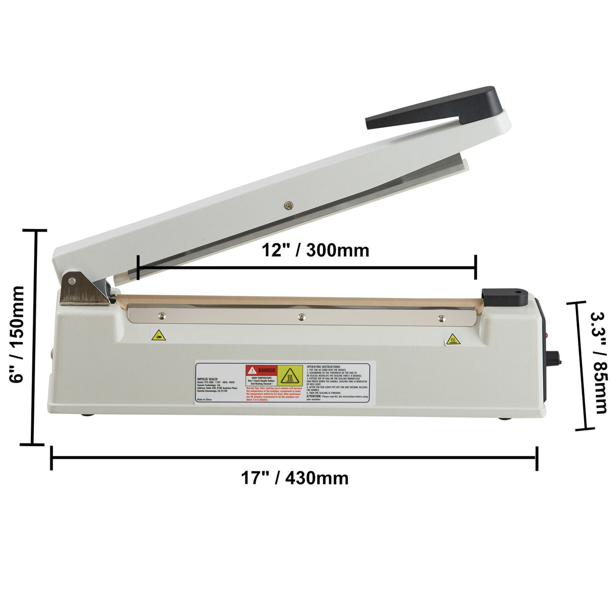 Impulse Sealer 12 inch, Manual Heat Sealing Machine with Adjustable Heating Mode, Aluminum Shrink Wrap Bag Sealers for Plastic Mylar PE PP Bags, Portable Poly Bag Sealer with Extra Replace Kit