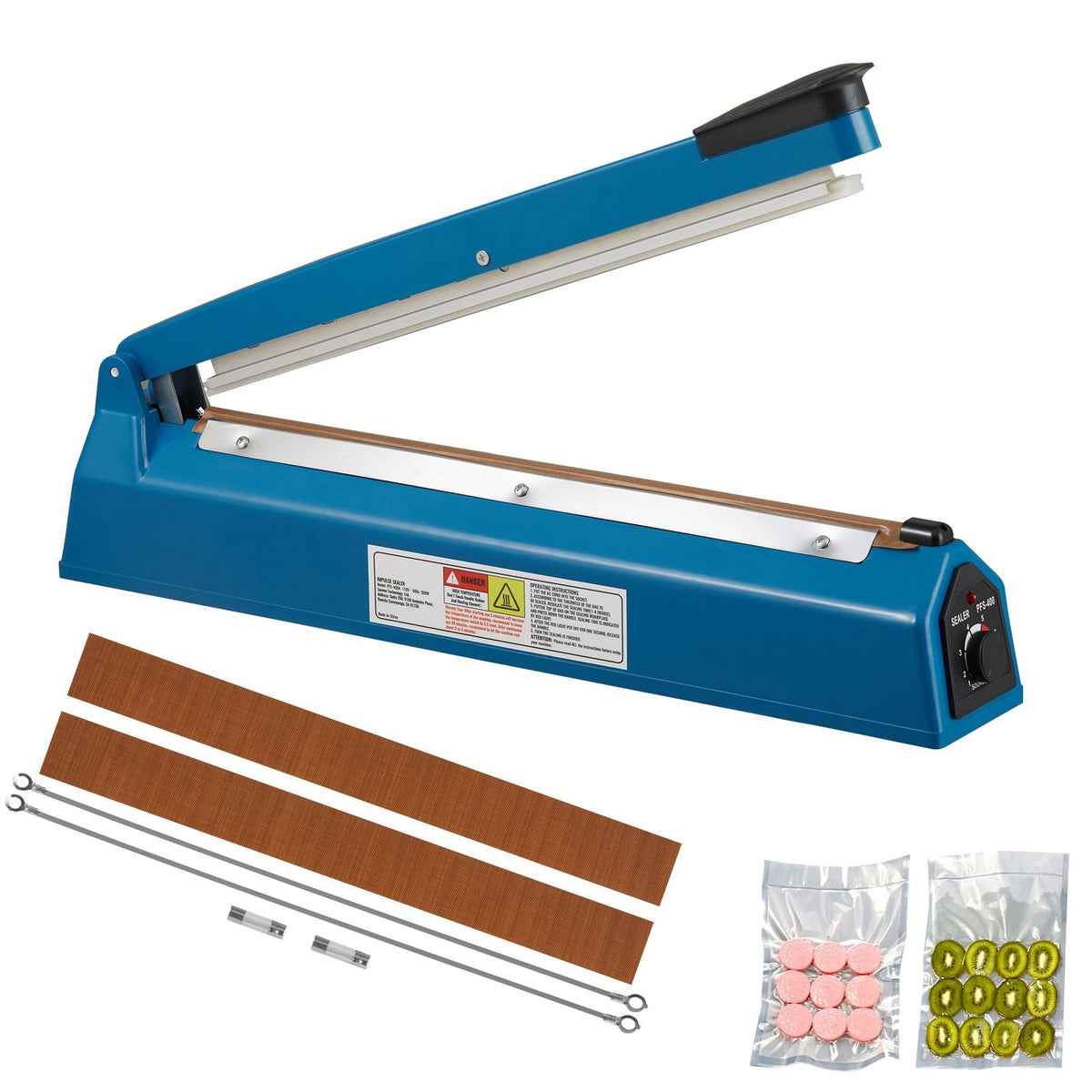 Impulse Sealer 16 inch, Manual Heat Seal Machine with Adjustable Heating Mode, ABS Shrink Wrap Bag Sealers for Plastic Mylar PE PP Bags, Portable Poly Bag Sealing Machine with Extra Replace Kit