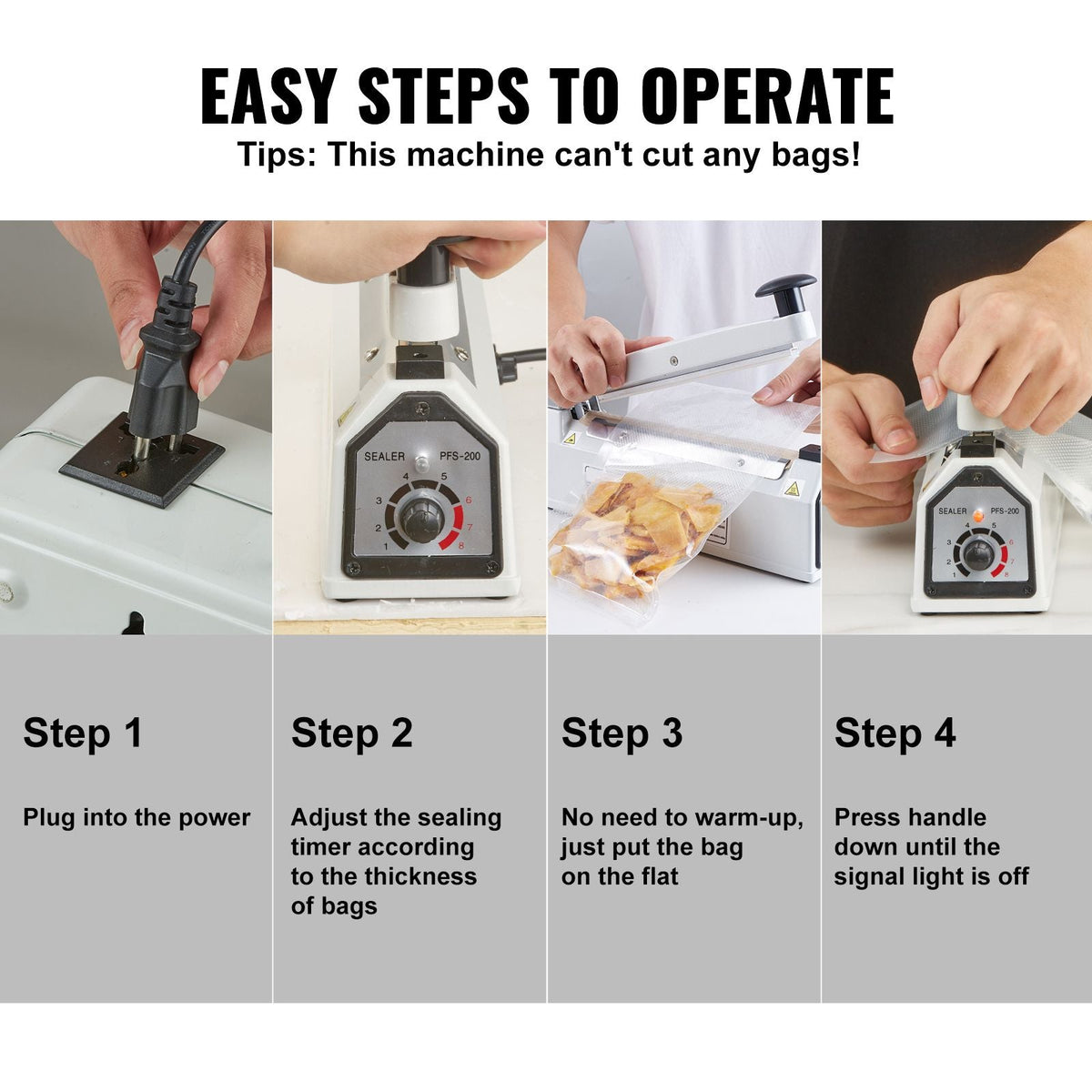 Impulse Sealer 8 inch, Manual Heat Sealing Machine with Adjustable Heating Mode, Aluminum Shrink Wrap Bag Sealers for Plastic Mylar PE PP Bags, Portable Poly Bag Sealer with Extra Replace Kit