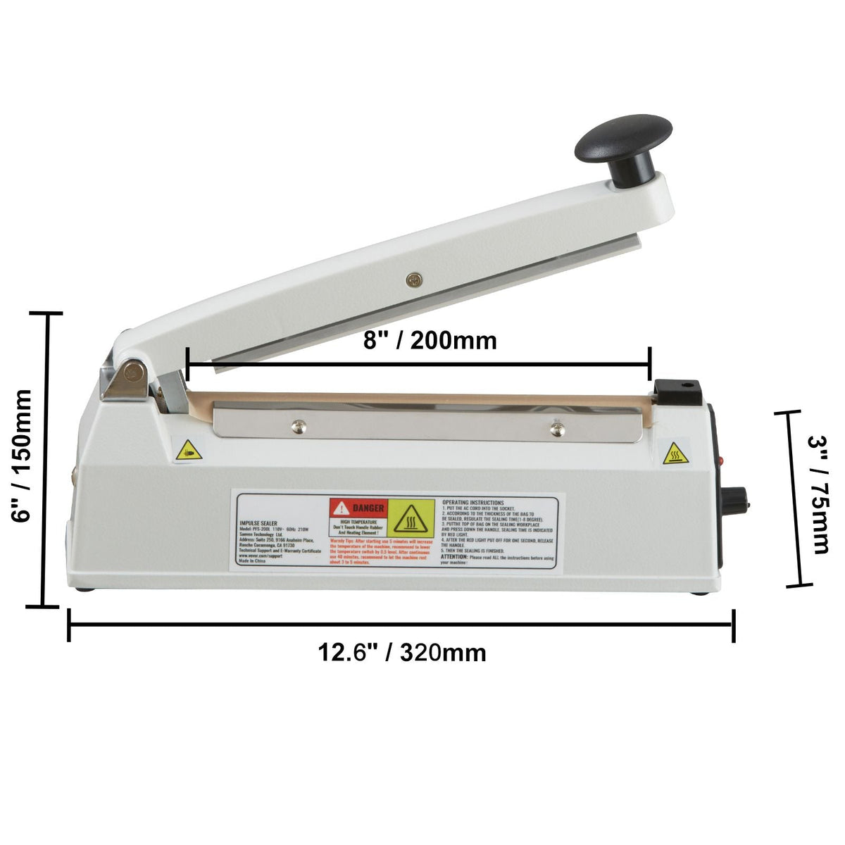 Impulse Sealer 8 inch, Manual Heat Sealing Machine with Adjustable Heating Mode, Aluminum Shrink Wrap Bag Sealers for Plastic Mylar PE PP Bags, Portable Poly Bag Sealer with Extra Replace Kit