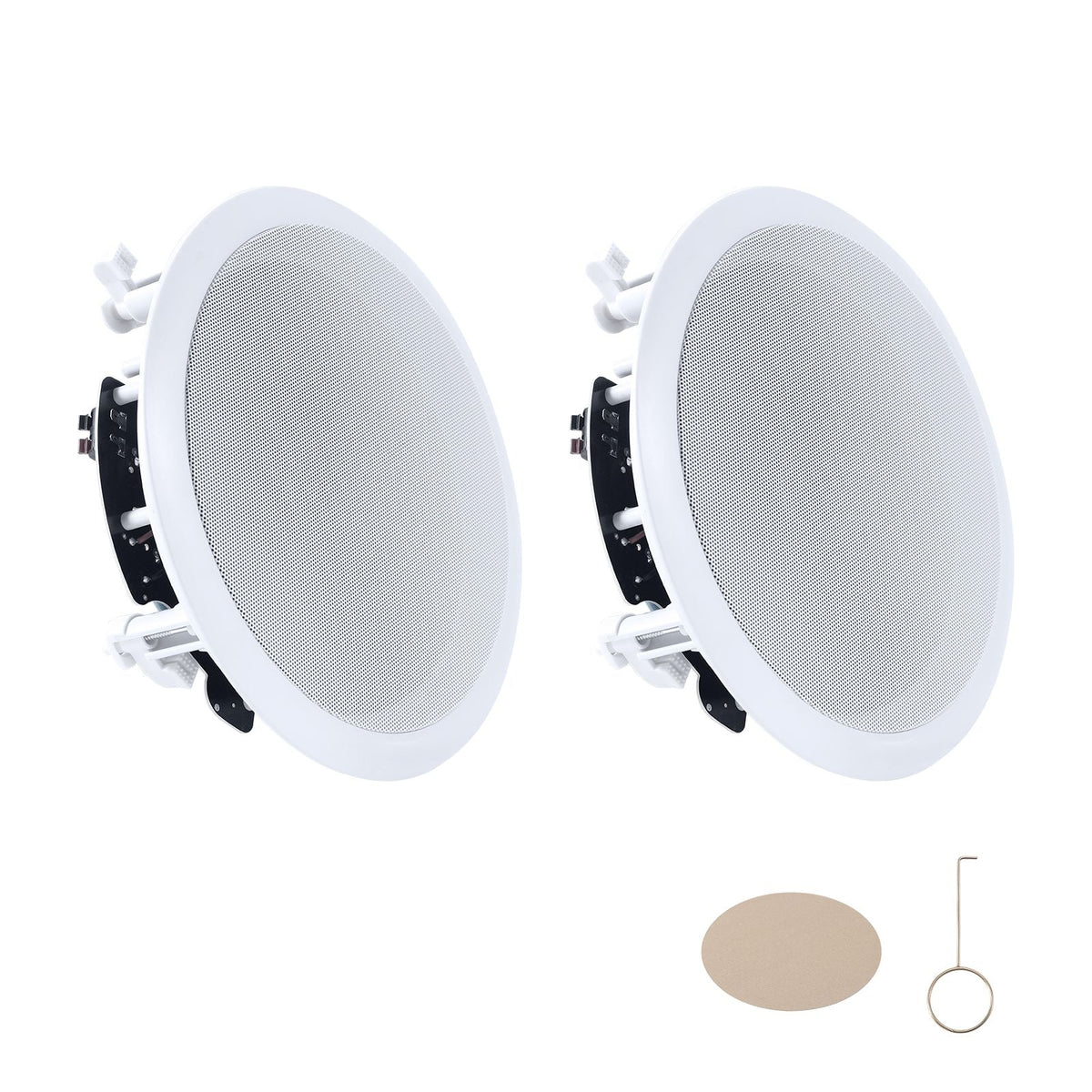 In Ceiling Speakers, 8", In-Ceiling & In-Wall Speaker System, Hi-Fi Sound, 150W Peak, 2-Way Flush Mount Speakers, for Damp Humid Placement, Home Theater, Living Room, or Covered Patio, 1 Pair