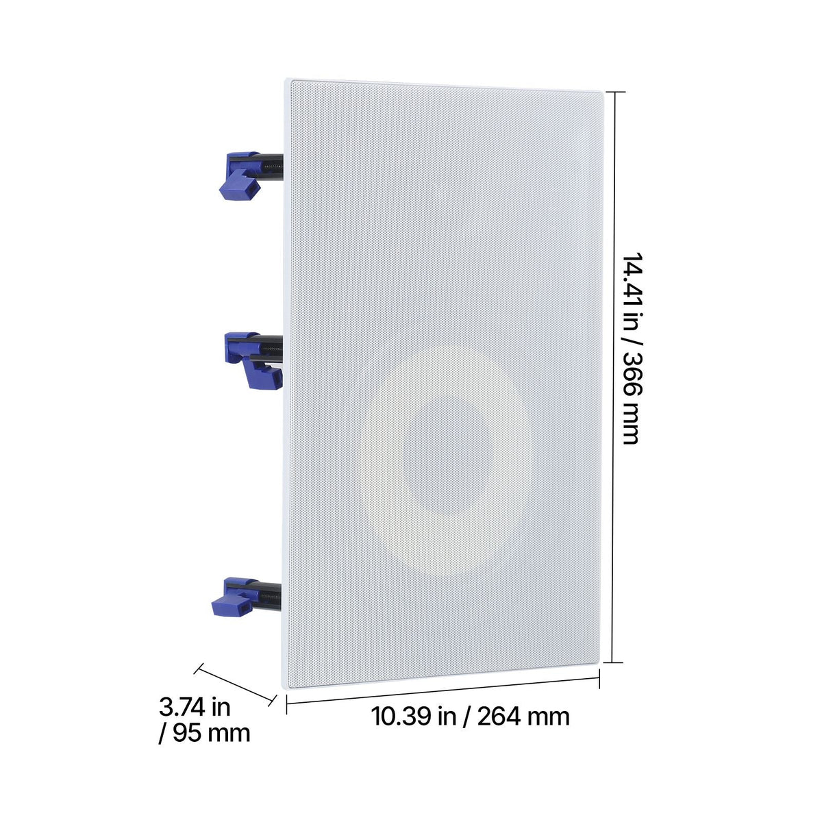 In-Wall Speakers, 8", In Wall Speaker System with Paintable Grille, Hi-Fi Sound, 200W Peak, 2-Way Rectangular Speakers, for Damp Humid Indoor Placement, Bath, Kitchen, Covered Porches, 1 Pair