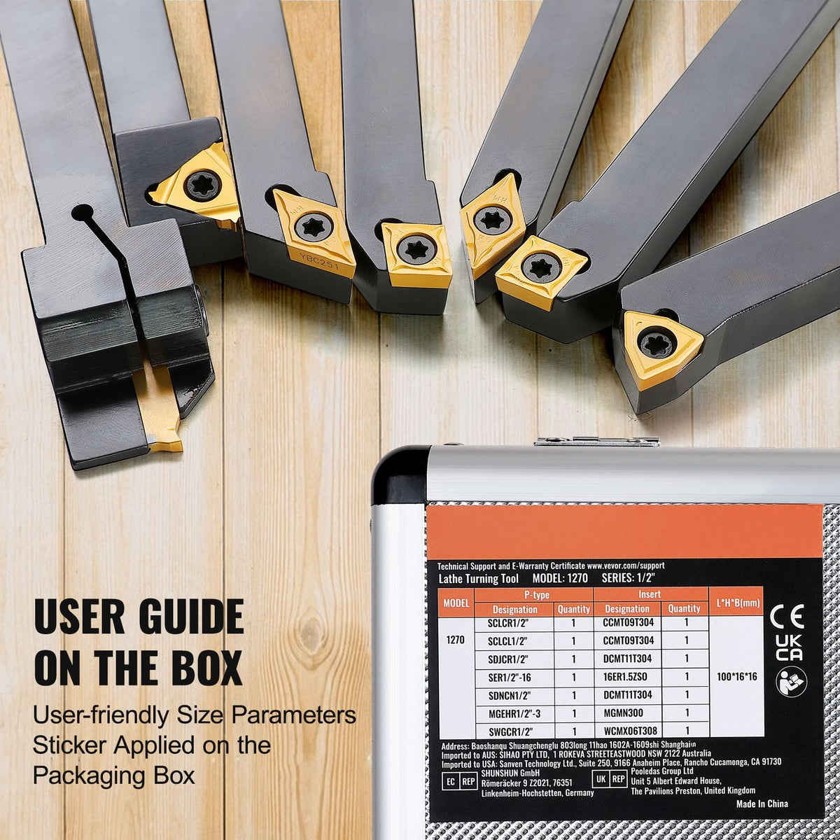 Indexable Carbide Lathe Tools 1/2" Metal Lathe Cutting Tools 7 Pcs/Set Indexable lathe tools Super-Hard 40CR Lathe Bits Carbide Lathe Tool for Lathe Black Compact and Portable