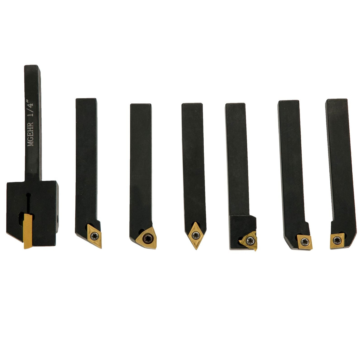 Indexable Carbide Tools 1/4\" Industrial Lathe Tools 7Pcs/Set Turning Tool Set Super-hard 40cr Mental Lathe Tools Inserts Carbide Tool Holder for Lathe in Black with Portable Case