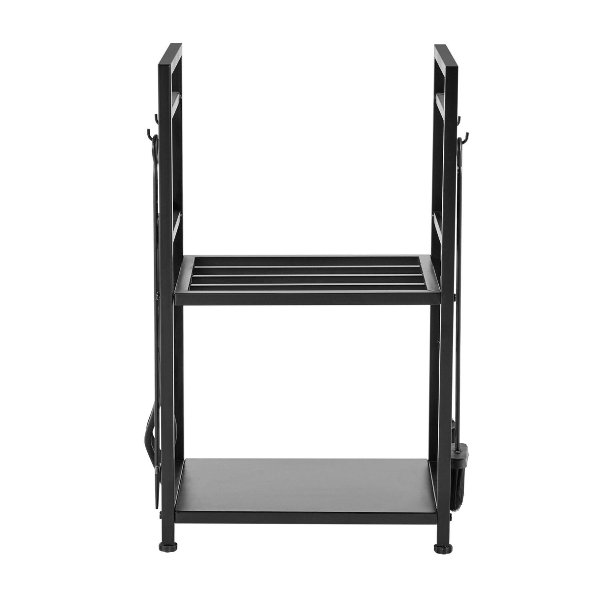 Indoor Firewood Rack, 1.3 ft 2-Tier Firewood Holder with Fireplace Tools, Brush, Shovel, Poker, Tongs, Heavy Duty Log Wood Rack, 400 lbs Weight Capacity, Wood Pile Storage Stacker for Fire Pit