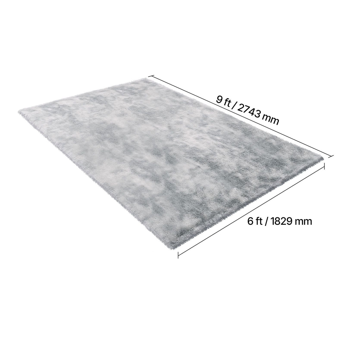 Indoor Plush Area Rugs, 6 x 9 ft Soft Plush Carpet, Furry Shag Area Rugs for Living Room, Bedroom, Modern Home Decor Aesthetic Long-Pile Rug, Non-Shedding, Slip-Resistant, Tie-Dye Light Gray