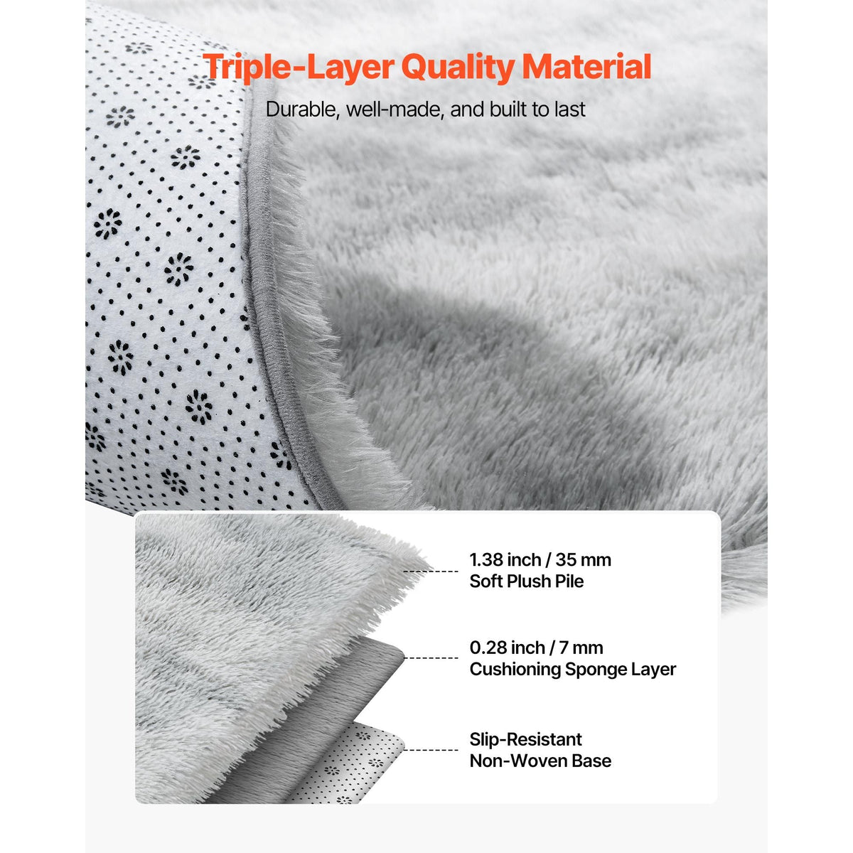 Indoor Plush Area Rugs, 6 x 9 ft Soft Plush Carpet, Furry Shag Area Rugs for Living Room, Bedroom, Modern Home Decor Aesthetic Long-Pile Rug, Non-Shedding, Slip-Resistant, Tie-Dye Light Gray
