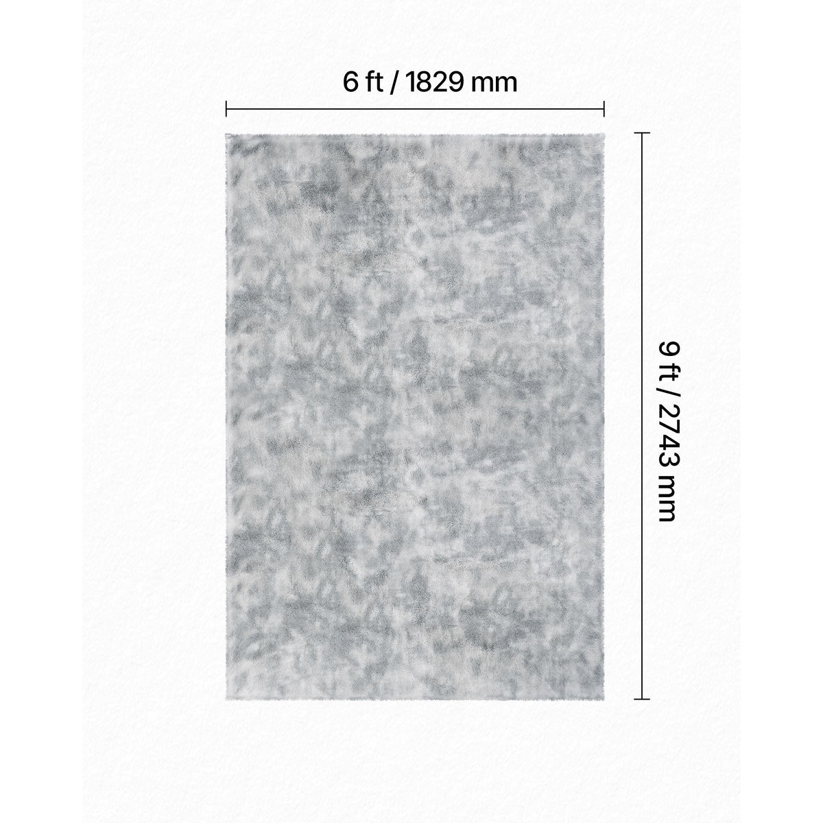 Indoor Plush Area Rugs, 6 x 9 ft Soft Plush Carpet, Furry Shag Area Rugs for Living Room, Bedroom, Modern Home Decor Aesthetic Long-Pile Rug, Non-Shedding, Slip-Resistant, Tie-Dye Light Gray