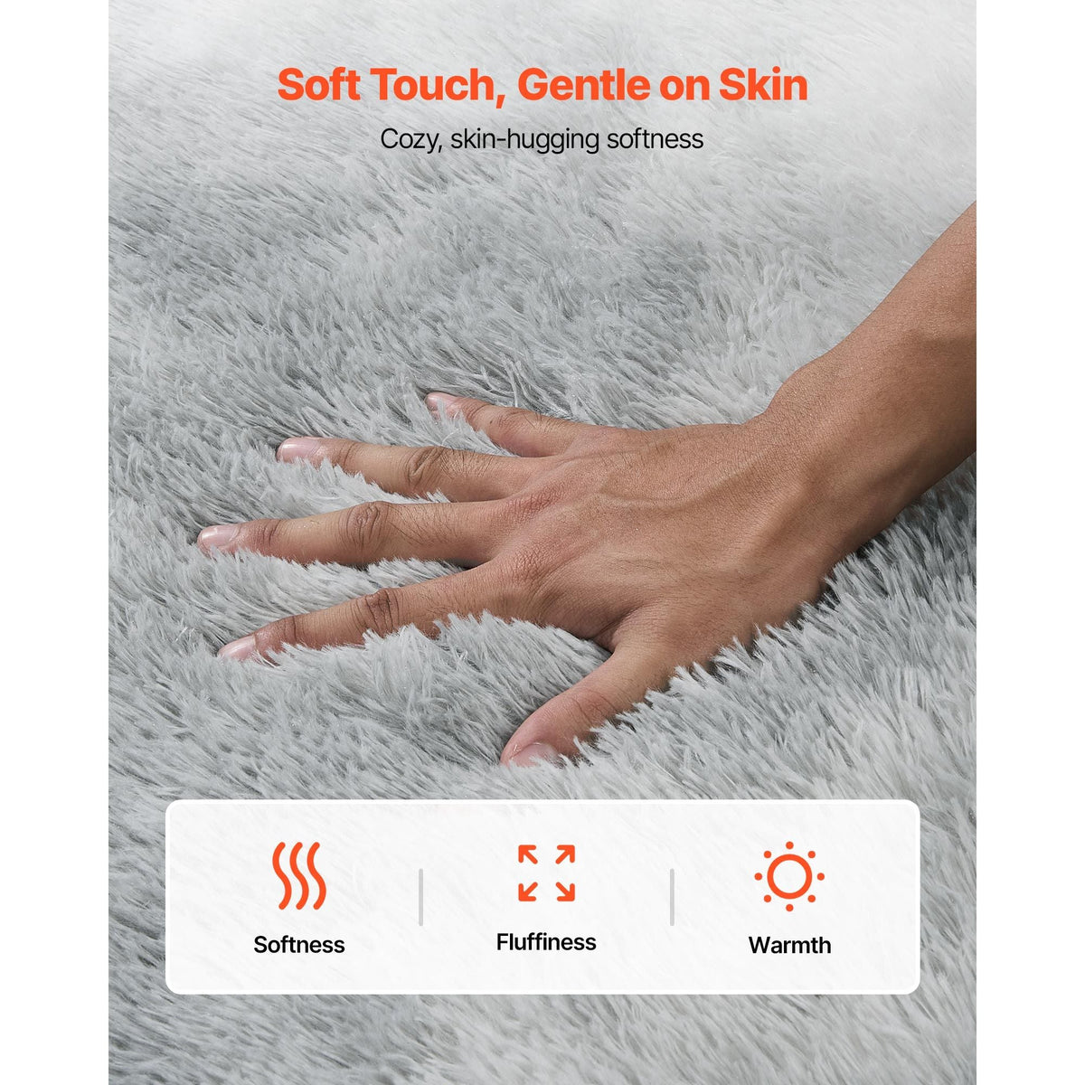 Indoor Plush Area Rugs, 6 x 9 ft Soft Plush Carpet, Furry Shag Area Rugs for Living Room, Bedroom, Modern Home Decor Aesthetic Long-Pile Rug, Non-Shedding, Slip-Resistant, Tie-Dye Light Gray