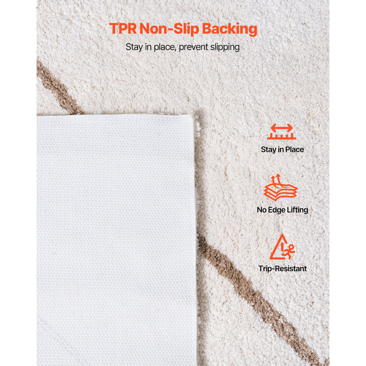 Indoor Plush Area Rugs, 8 x 10 ft Plush Carpet, Area Rugs Furry with Long Plushs Pile, Thick & Durable High-Pile Rug for High-Traffic Areas, Bedroom, Non-Shedding & Non-Slip Backing, Beige