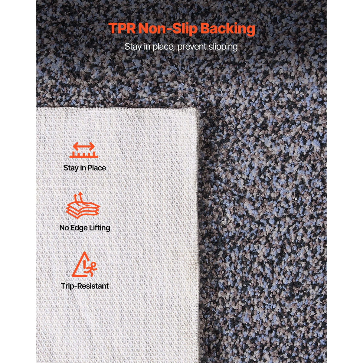 Indoor Plush Area Rugs, 8 x 10 ft Plush Carpet, Area Rugs Furry with Long Plushs Pile, Thick & Durable High-Pile Rug for High-Traffic Areas, Non-Shedding & Non-Slip Backing, Blue-Gray