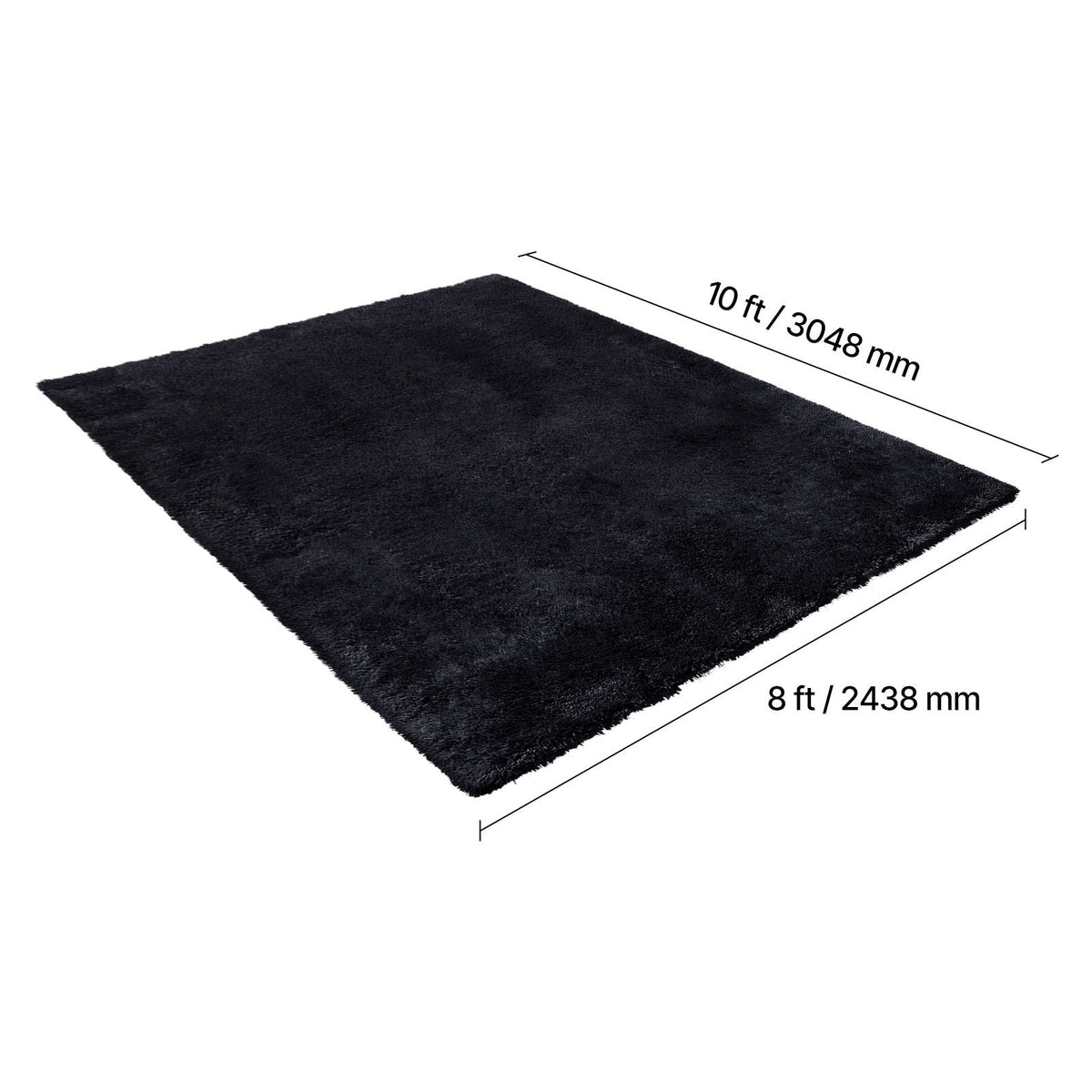Indoor Plush Area Rugs, 8 x 10 ft Soft Plush Carpet, Furry Shag Area Rugs for Living Room, Bedroom, Sunroom, Modern Home Decor Aesthetic, Non-Shedding, Non-Woven, Slip-Resistant, Black