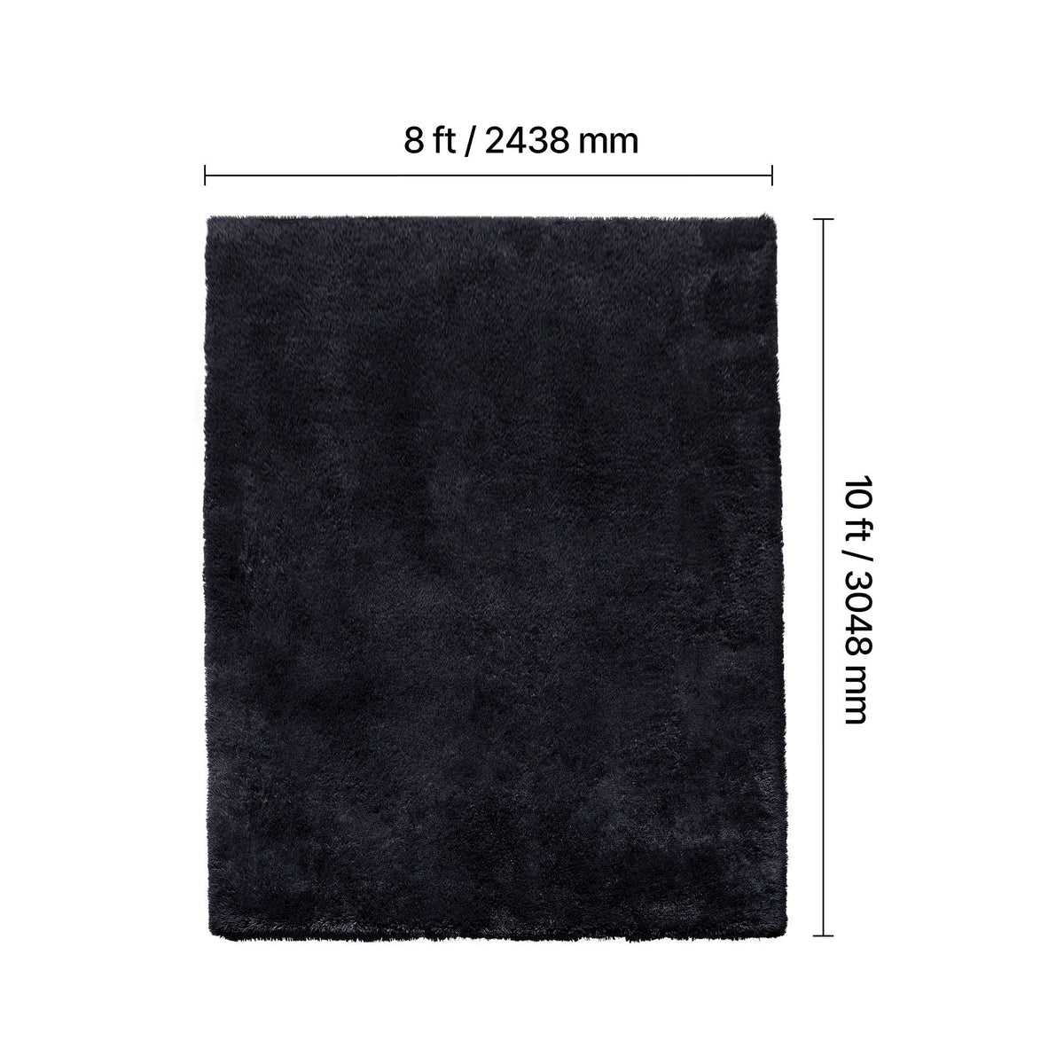 Indoor Plush Area Rugs, 8 x 10 ft Soft Plush Carpet, Furry Shag Area Rugs for Living Room, Bedroom, Sunroom, Modern Home Decor Aesthetic, Non-Shedding, Non-Woven, Slip-Resistant, Black