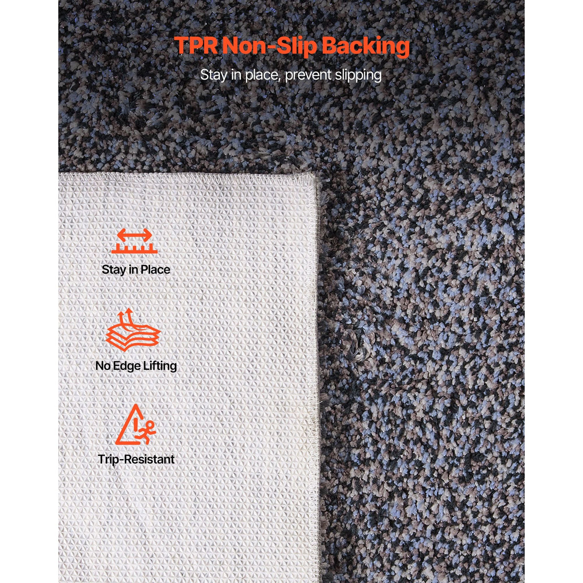 Indoor Plush Area Rugs, 9 x 12 ft Plush Carpet, Area Rugs Furry with Long Plushs Pile, Thick & Durable High-Pile Rug for High-Traffic Areas, Non-Shedding & Non-Slip Backing, Blue-Gray
