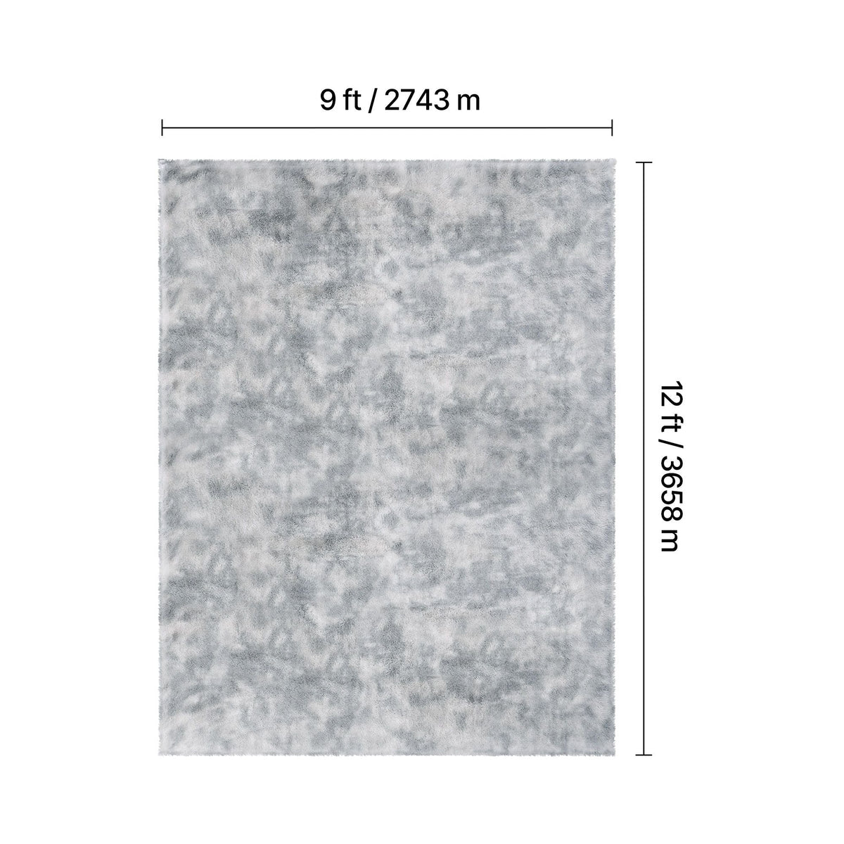 Indoor Plush Area Rugs, 9 x 12 ft Soft Plush Carpet, Furry Shag Area Rugs for Living Room, Bedroom, Modern Home Decor Aesthetic Long-Pile Rug, Non-Shedding, Slip-Resistant, Tie-Dye Light Gray