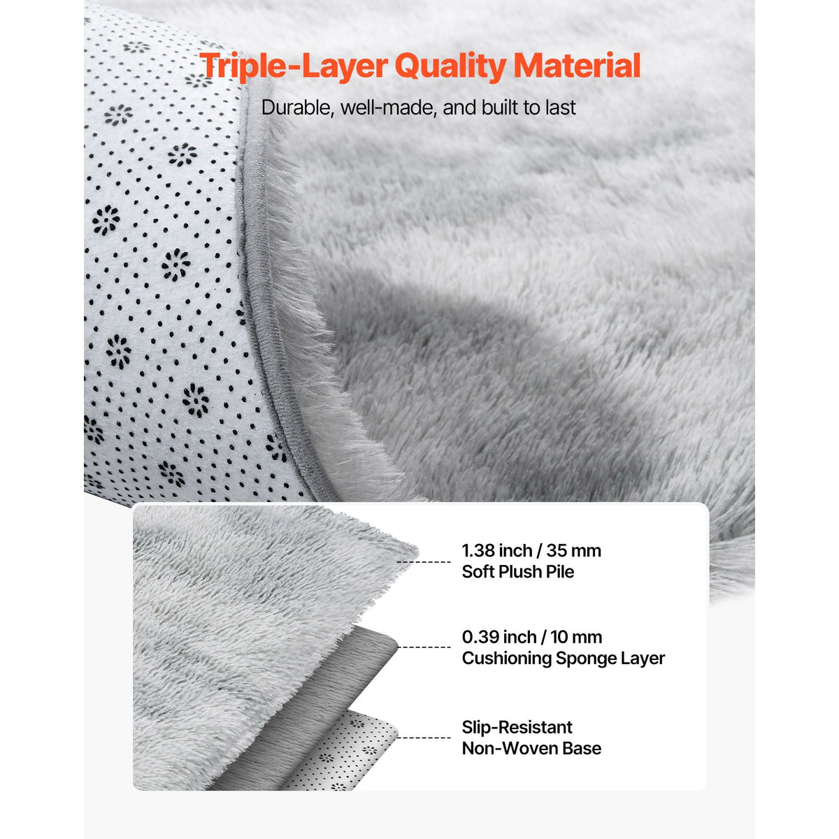 Indoor Plush Area Rugs, 9 x 12 ft Soft Plush Carpet, Furry Shag Area Rugs for Living Room, Bedroom, Modern Home Decor Aesthetic Long-Pile Rug, Non-Shedding, Slip-Resistant, Tie-Dye Light Gray