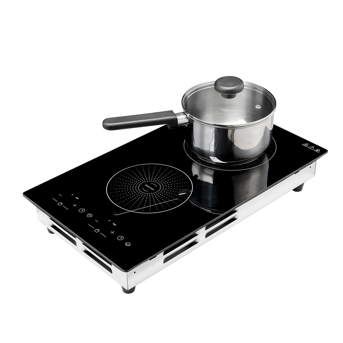 Induction Cooktop 12inch 2 Burners Built-in Electric Stove 110V 1800W, Countertop Induction Burner, with 9 Power Levels, LED Touch Screen, Ceramic Glass Surface, Child Lock, for Kitchen, RV