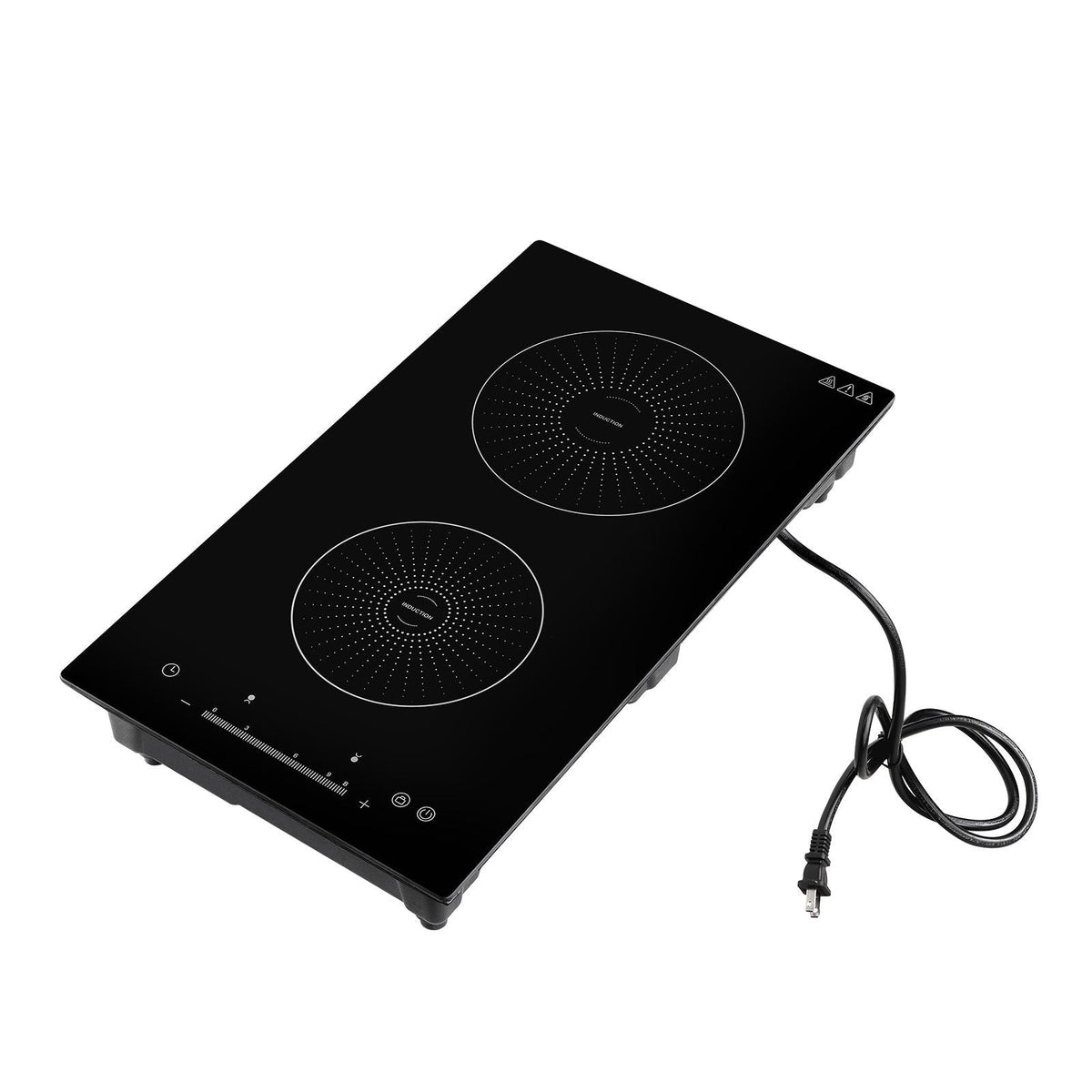 Induction Cooktop 12inch 2 Burners Built-in Electric Stove 110V 1800W, Countertop Induction Burner, with 9 Power Levels, LED Touch Screen, Ceramic Glass Surface, Child Lock, for Kitchen, RV