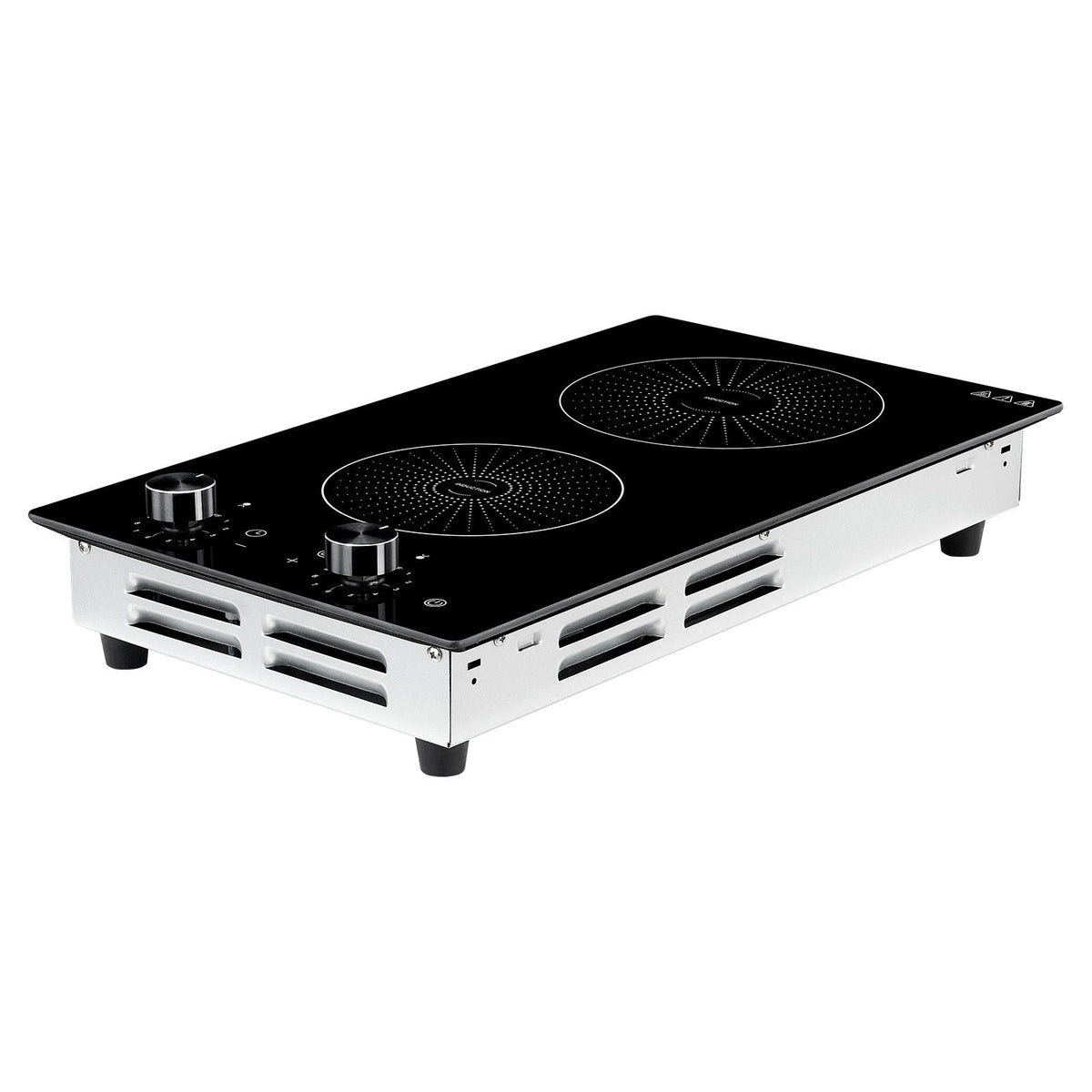 Induction Cooktop 12inch 2 Burners Built-in Electric Stove 220V 3500W, Induction Burner for Kitchen, with 11 Power Levels, Knob Control, Ceramic Glass Surface, Child Lock