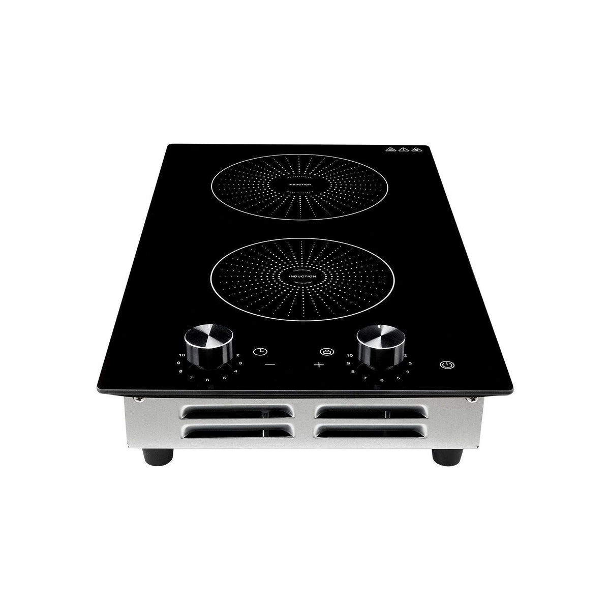 Induction Cooktop 12inch 2 Burners Built-in Electric Stove 220V 3500W, Induction Burner for Kitchen, with 11 Power Levels, Knob Control, Ceramic Glass Surface, Child Lock
