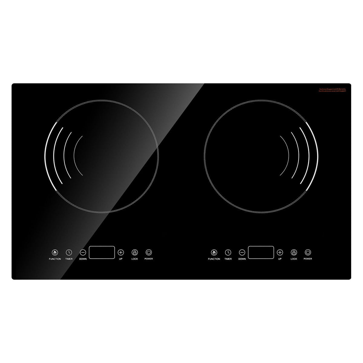 Induction Cooktop, 1800W Electric Countertop Burner, 2 Burner Touch Control Stove, Built-in Induction Cooktop with 9 Power Settings, Child Safety Lock, Timer, Glass Surface