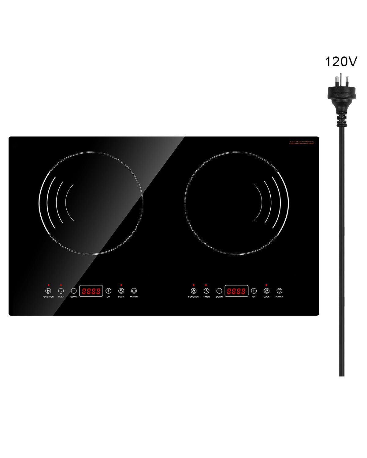 Induction Cooktop, 1800W Electric Countertop Burner, 2 Burner Touch Control Stove, Built-in Induction Cooktop with 9 Power Settings, Child Safety Lock, Timer, Glass Surface