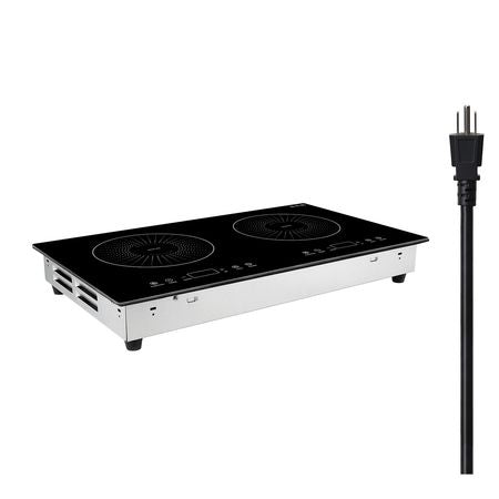 Induction Cooktop 24inch 2 Burners Built-in Electric Stove 110V 1800W, Countertop Induction Burner, with 9 Power Levels, LED Touch Screen, Ceramic Glass Surface, Child Lock, for Kitchen, RV
