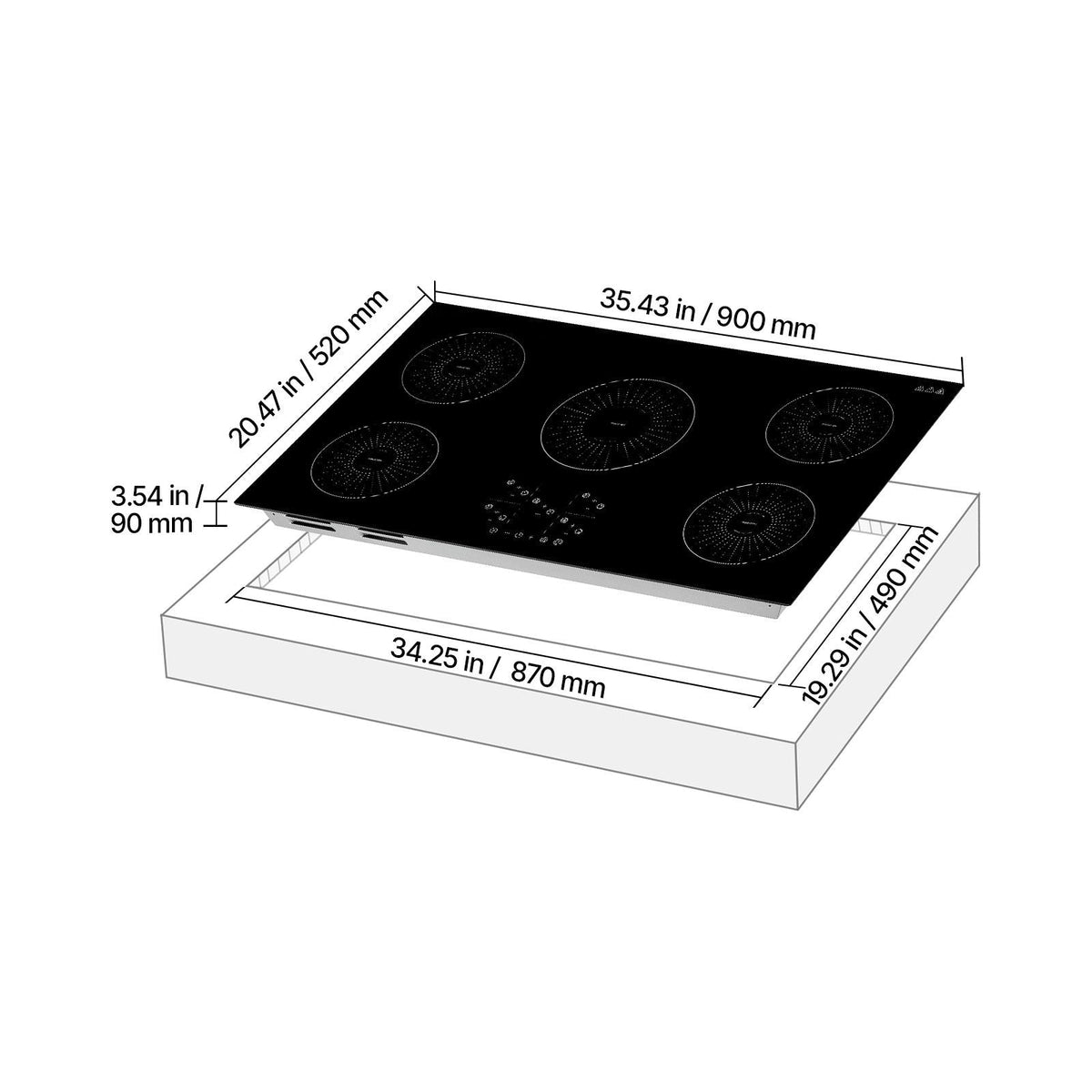 Induction Cooktop 36inch 5 Burners Built-in Electric Stove 220V 9200W, Induction Burner for Kitchen, with 9 Power Levels, LED Touch Screen, Ceramic Glass Surface, Child Lock