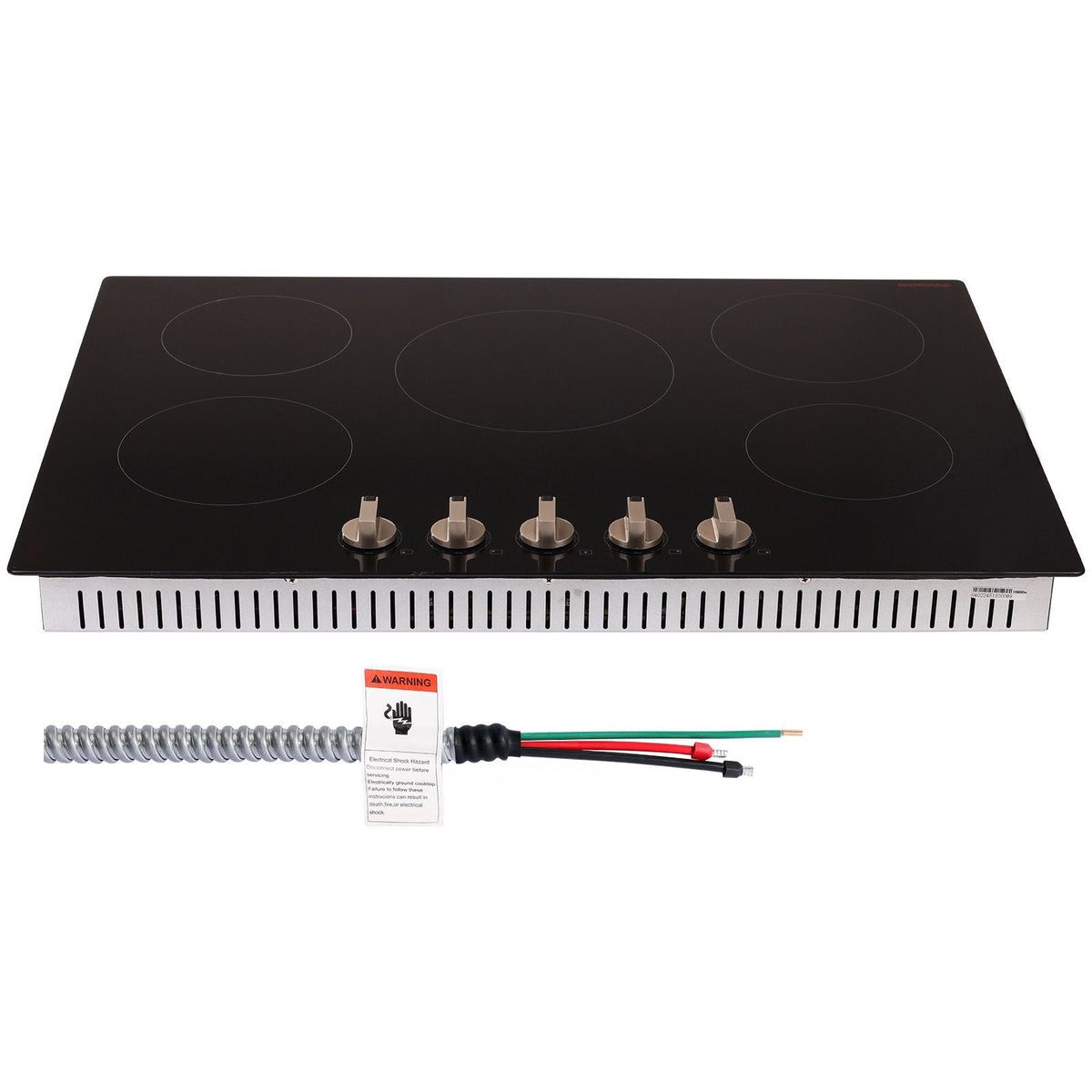Induction Cooktop, 9200W Electric Countertop Burner, 5 Burner Knob Control Stove, Built-in Induction Cooktop with 12 Temperature Settings, Glass Surface, Auto Shut-Off
