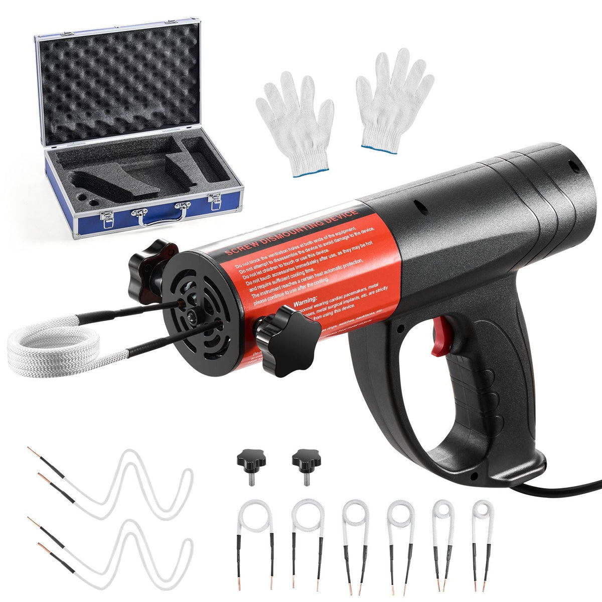 Induction Heater Bolt Removal, 1500W 110V Magnetic Induction Heater Kit, Handheld Nut Buster Tool, Mini Heating Machine for Rusty Screw Removing, Car Garage Repairing Tools with 8 Coil and Box