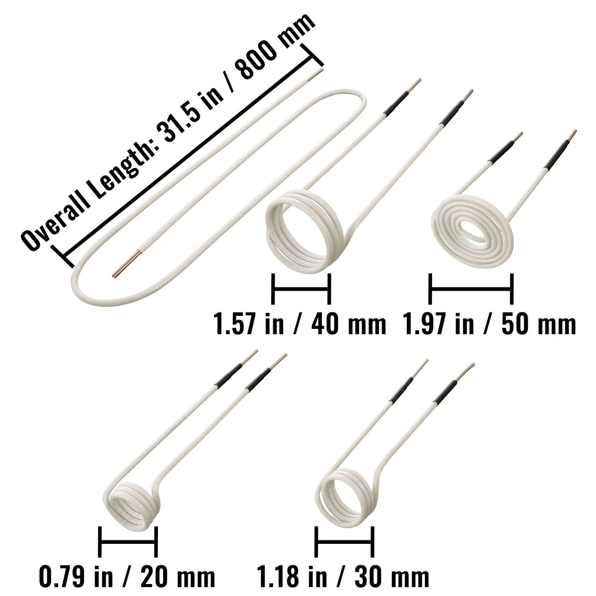 Induction Heater Coil Kit 8PCS Most Used Induction Heater Coils with Varying Lengths, Heat Resistant Induction Heater Tool with Flexibility and Long Lifespan For Removing Rusty Bolts and Nuts