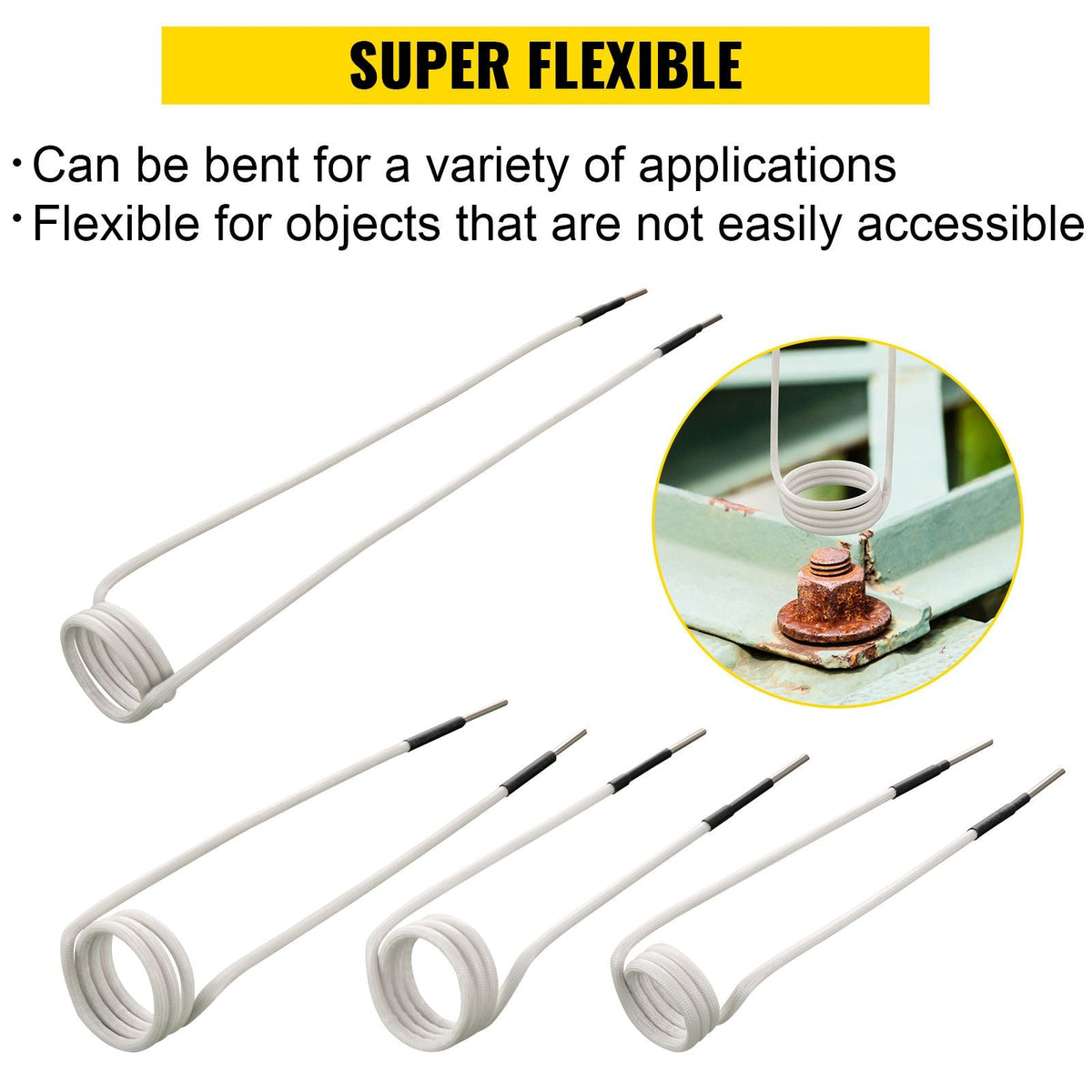 Induction Heater Coil Kit 8PCS Most Used Induction Heater Coils with Varying Lengths, Heat Resistant Induction Heater Tool with Flexibility and Long Lifespan For Removing Rusty Bolts and Nuts