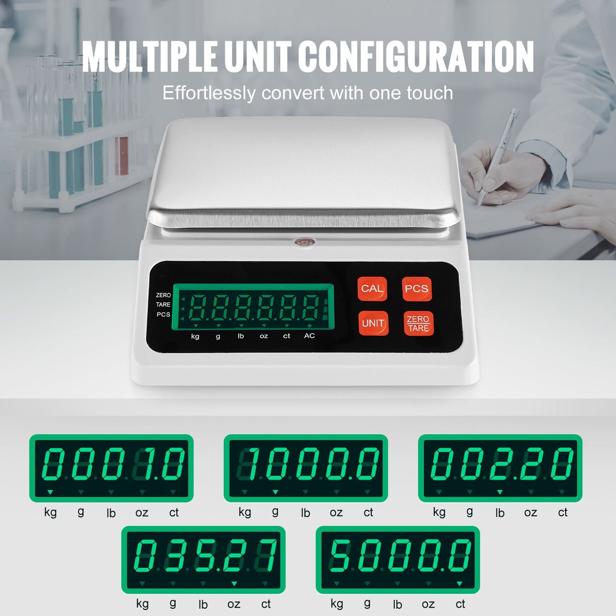 Industrial Counting Scale, 10 kg x 0.1 g, Digital Scale for Parts and Coins, g/kg/lb/oz/ct Units, Electronic Gram Scale Inventory Counting Scale Kitchen Jewelry Counting Scale with LED Screen
