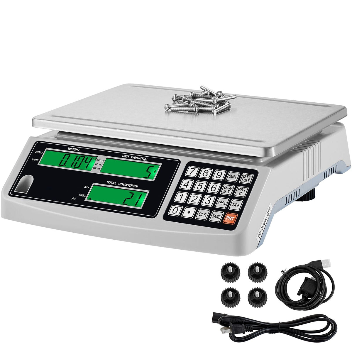 Industrial Counting Scale, 15 kg x 0.5 g, Digital Scale for Parts and Coins, g/kg/lb Units, Electronic Gram Scale Inventory Counting Scale Kitchen Jewelry Scale with RS232 Port and 3 LCD Screens