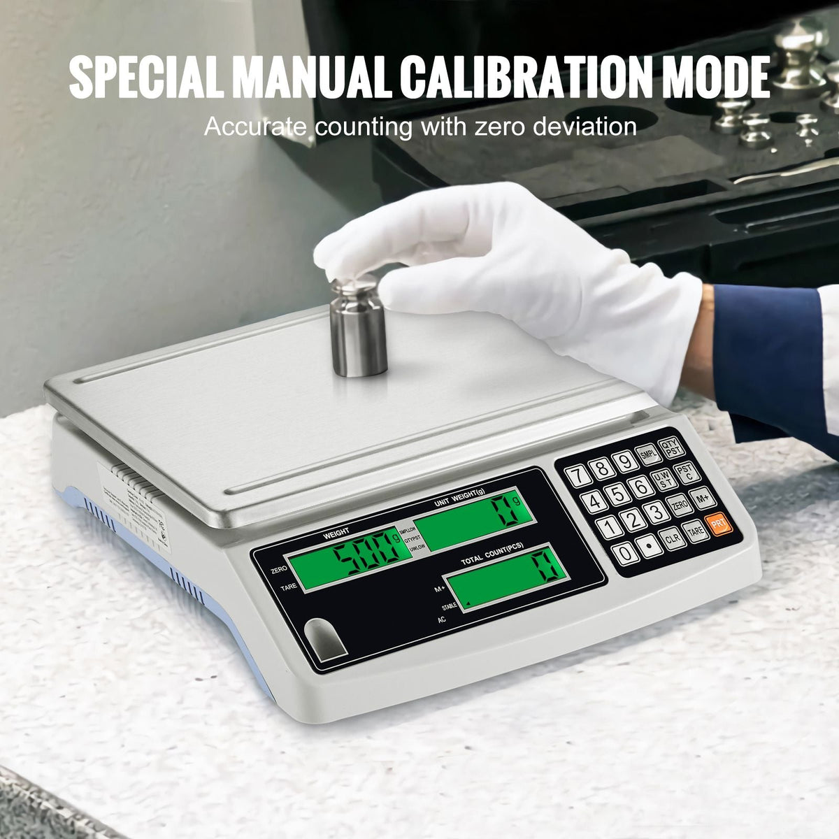Industrial Counting Scale, 15 kg x 0.5 g, Digital Scale for Parts and Coins, g/kg/lb Units, Electronic Gram Scale Inventory Counting Scale Kitchen Jewelry Scale with RS232 Port and 3 LCD Screens