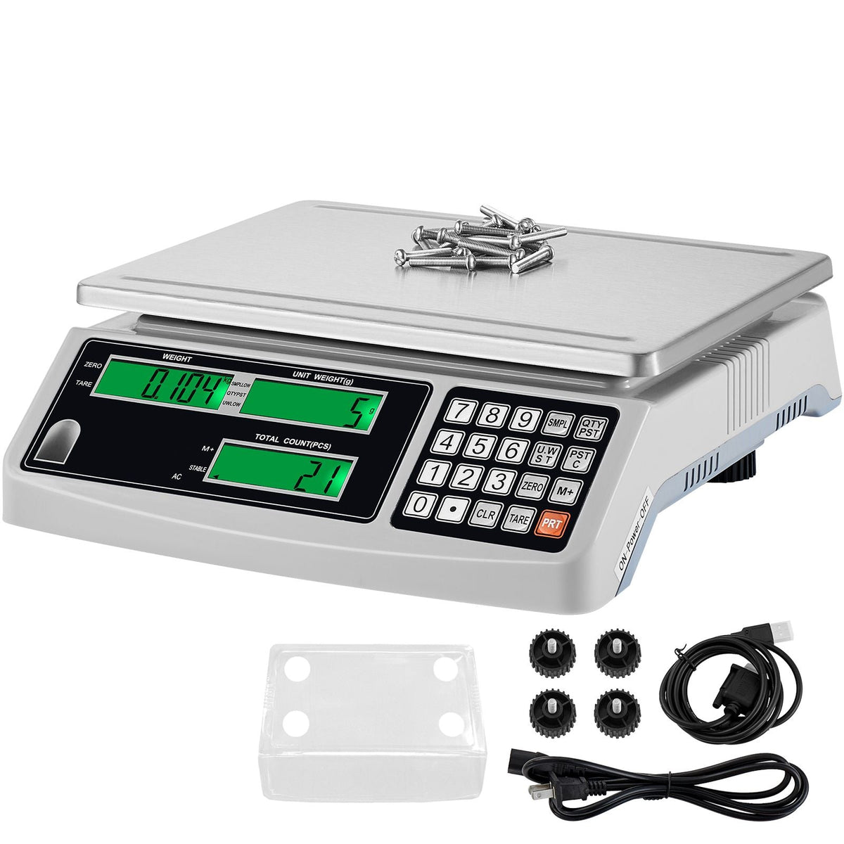 Industrial Counting Scale, 30 kg x 1 g, Digital Scale for Parts and Coins, g/kg/lb Units, Electronic Gram Scale Inventory Counting Scale Kitchen Jewelry Scale with RS232 Port and 3 LCD Screens