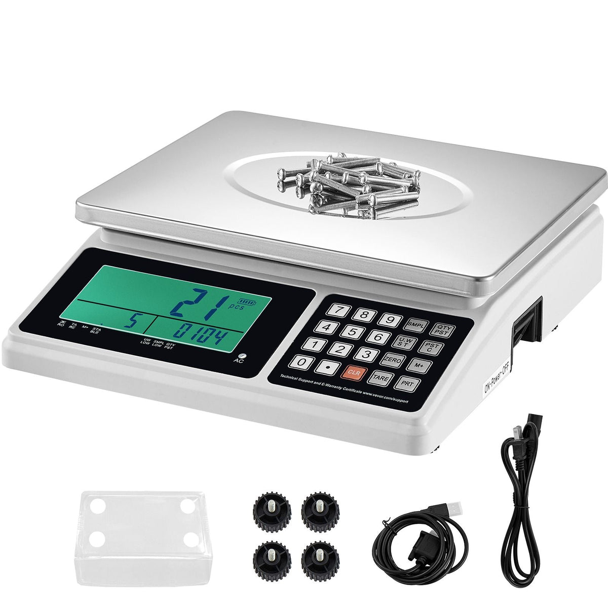 Industrial Counting Scale, 30 kg x 1 g, Digital Scale for Parts and Coins, g/kg/lb Units, Electronic Gram Scale Inventory Counting Scale Kitchen Jewelry Scale with RS232 Port and LCD Screen