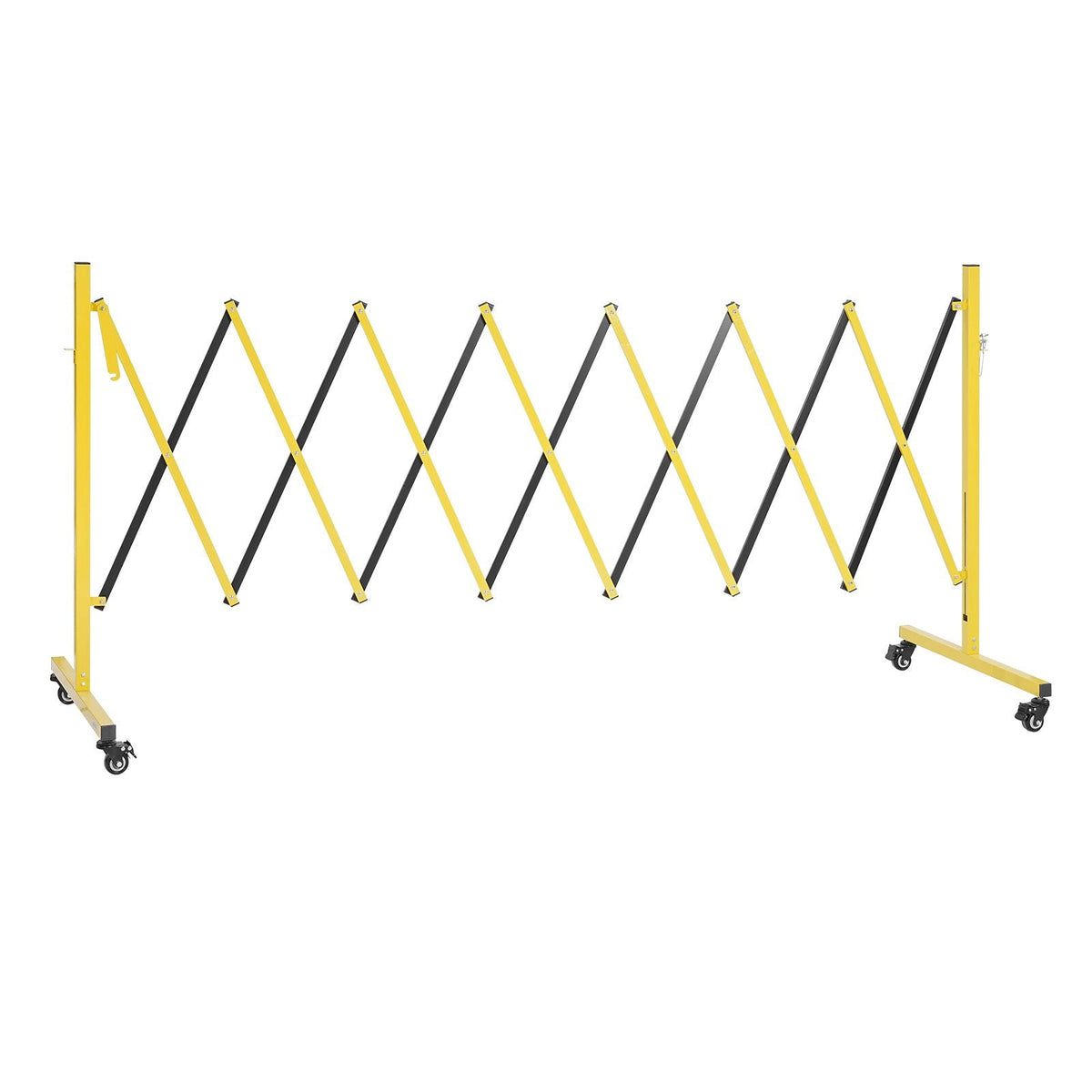 Industrial Expandable Barricade, 12FT Expandable Safety Barrier, Flaxible Mobile Barricade with Locking Casters, Portable Folding Security Gate Traffic Fence for Driveway Warehouse Elevator