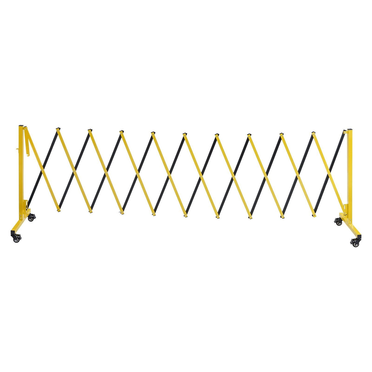 Industrial Expandable Barricade, 13FT Expandable Safety Barrier, Flaxible Mobile Barricade with Locking Casters, Portable Folding Security Gate Traffic Fence for Driveway Warehouse Elevator