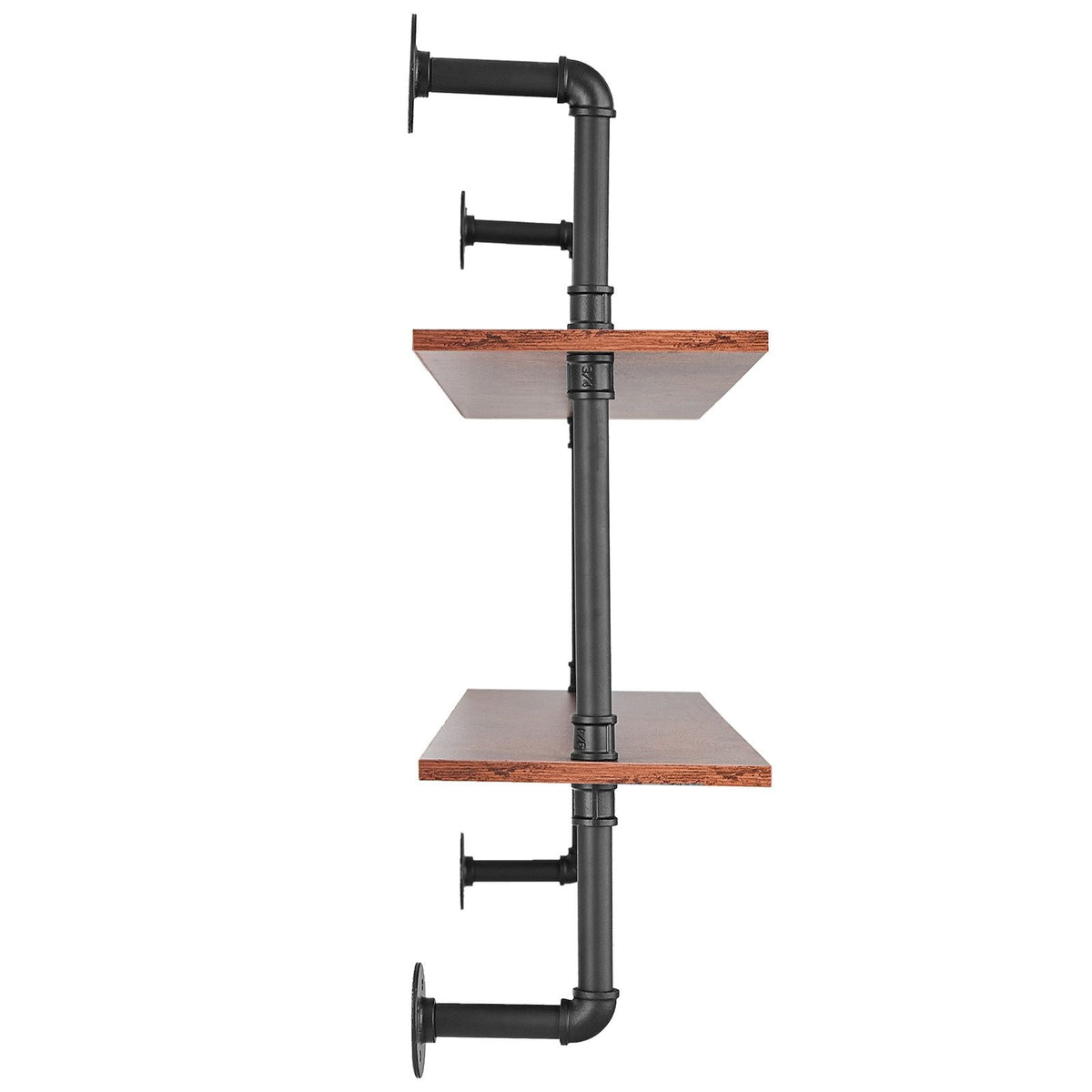 Industrial Pipe Shelf, 2 Tier 48x 9.84in, Wall-Mount Floating Rustic Wood Shelves Bracket Display Bookshelf, Storage Rack Sundries Holder for Kitchen Bedroom Bathroom Living Room, Black