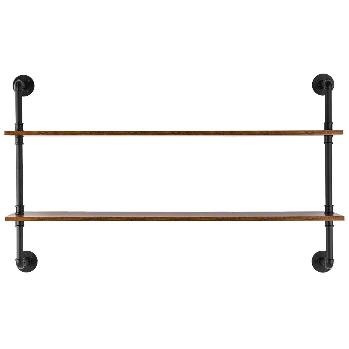 Industrial Pipe Shelf, 2 Tier 48x 9.84in, Wall-Mount Floating Rustic Wood Shelves Bracket Display Bookshelf, Storage Rack Sundries Holder for Kitchen Bedroom Bathroom Living Room, Black