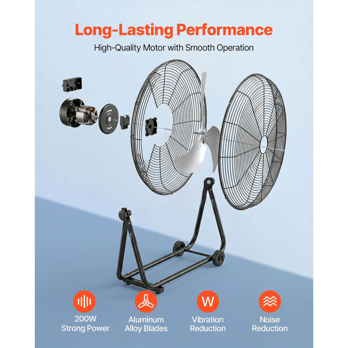 Industrial Shop Fan, 30 Inch Floor Drum Fan, High Velocity 12000 CFM, Heavy Duty Aluminum Blades, 3 Speeds, 360 Degree Tilt, Ideal for Commercial, Garage, Warehouse, Basement, Workshop, Black